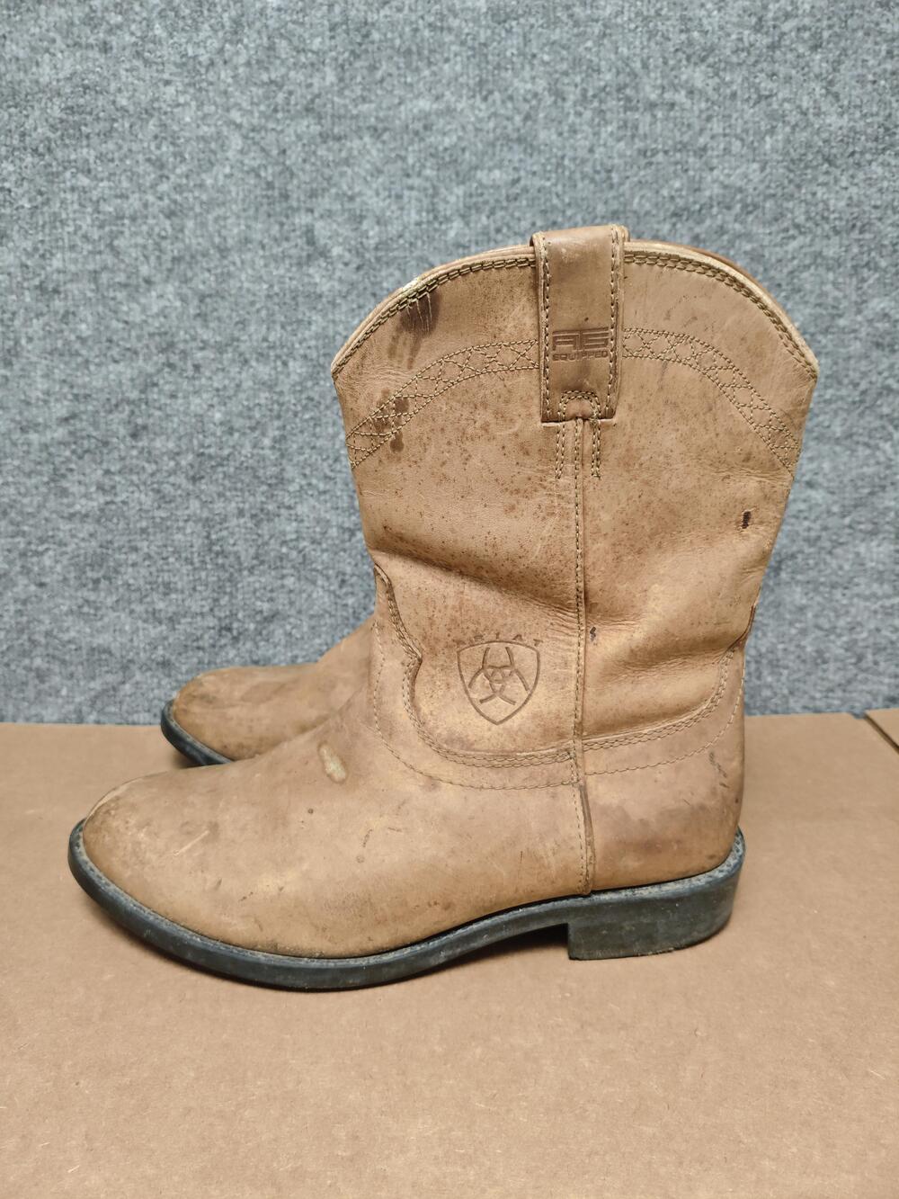 Ariat Boots Mens Size 8.5M Brown Leather Roper Western Pull On Round Toe 34125